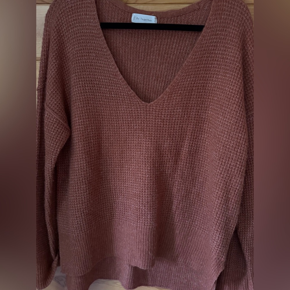 Together Women's Super Soft & Cozy V-Neck Sweater - Warm Rust